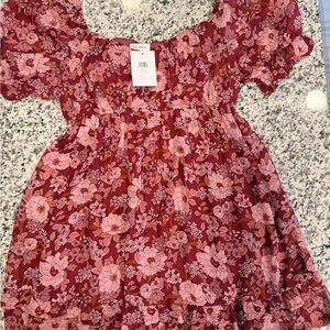 Blu Pepper Burgundy Floral mini dress